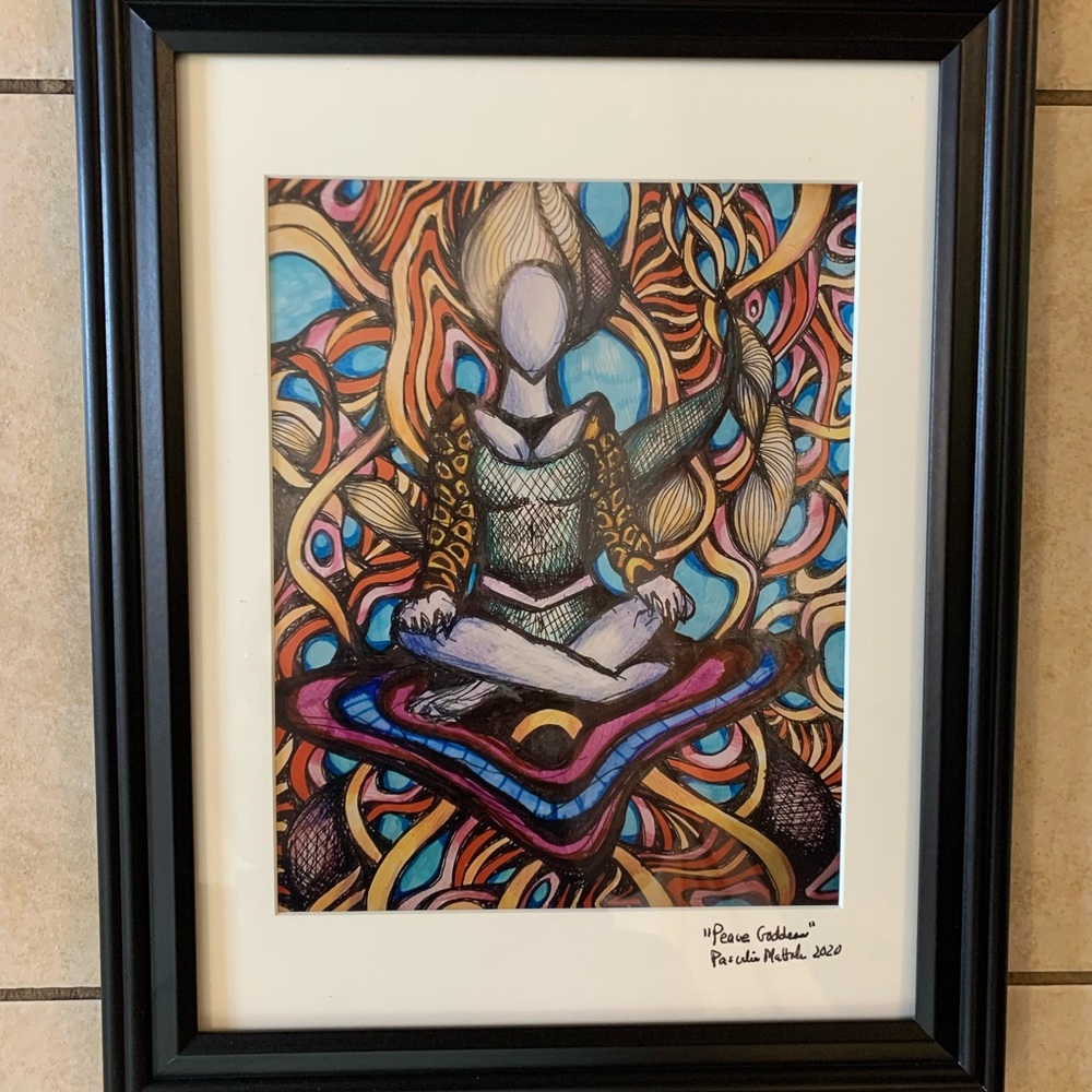 Peace Goddess- a matted n framed 8 by 10 print